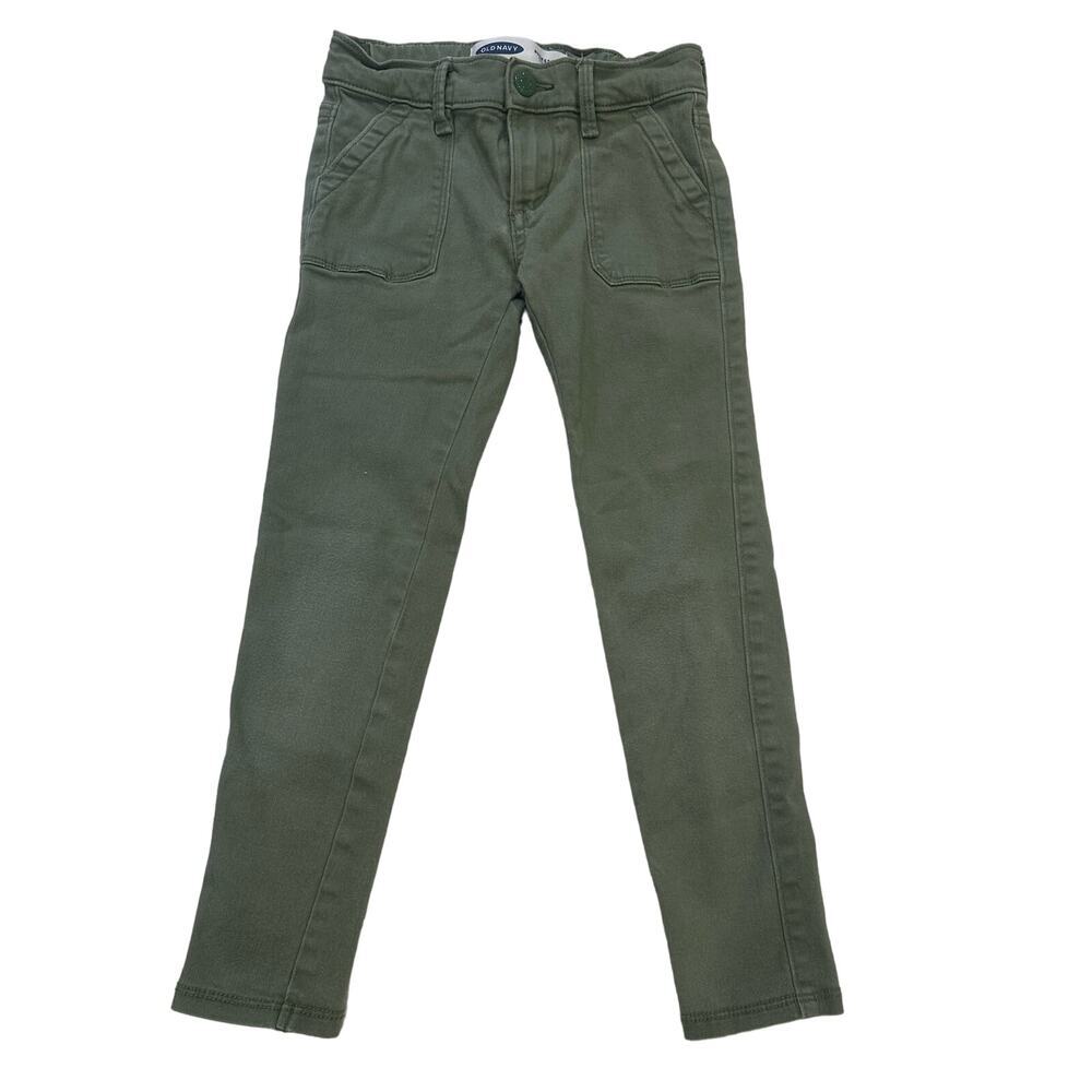 Girls Old Navy Army Green Rock Star Jeans sz 6 adjustable waist tabs